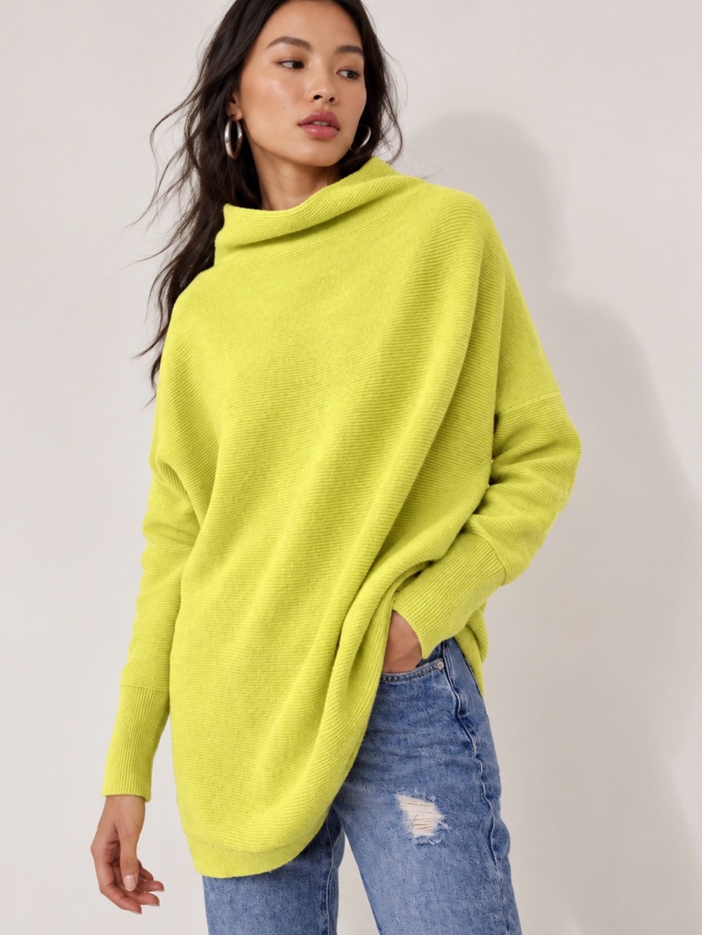 FREE PEOPLE Yellow Ottoman Slouchy Tunic Sweater Size XL